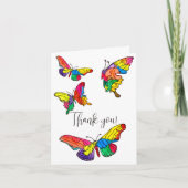 Wenskaart van rode en kleurrijke vlinders kaart (Voorkant)