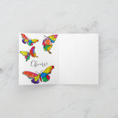 Wenskaart van rode en kleurrijke vlinders kaart (Binnen)