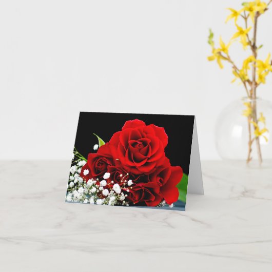 Wenskaart van rode rozenbloem kaart (Gele Bloem)