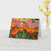 Wenskaart van roze en oranje tulpen kaart (Gele Bloem)