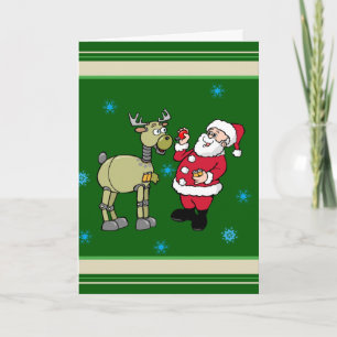 Wenskaart van Santa en Rudolph Feestdagen Kaart
