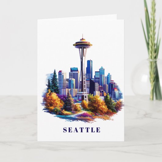 Wenskaart van Seattle Kaart (Voorkant)