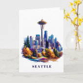 Wenskaart van Seattle Kaart (Gele Bloem)