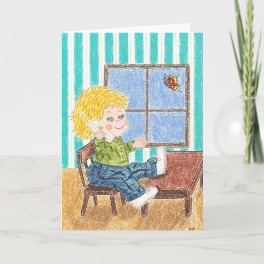Wenskaart van telefoonjongen kaart (Voorkant)