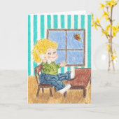 Wenskaart van telefoonjongen kaart (Gele Bloem)