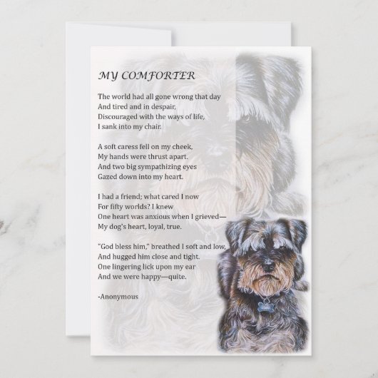 wenskaart van Terrier Dog Comforter Poem Kaart (Voorkant)