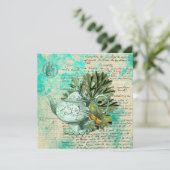  Wenskaart van theepot en ephemera (Staand voorkant)