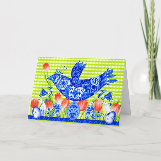 Wenskaart van Troebird en Tulips Kaart (Voorkant)