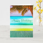 Wenskaart van Tropical Aqua Island Birthday Kaart (Gele Bloem)