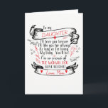 Wenskaart van trotse moeder kaart<br><div class="desc">Voor mijn dochter,  ik zal voor altijd van je houden Ik zal je altijd leuk vinden Zolang ik leef Mijn baby zul je zijn Ik ben zo trots op de vrouw die je bent geworden!</div>