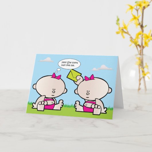 Wenskaart van tweelingmeisjes kaart (Gele Bloem)