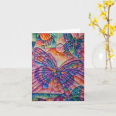 Wenskaart van vlinder kaart (Gele Bloem)