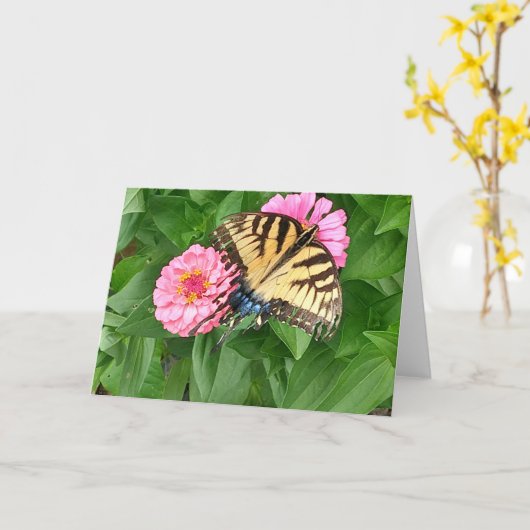 Wenskaart van vlindervleugels kaart (Gele Bloem)