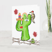 Wenskaart van vogelcactus feestdagen kaart (Voorkant)