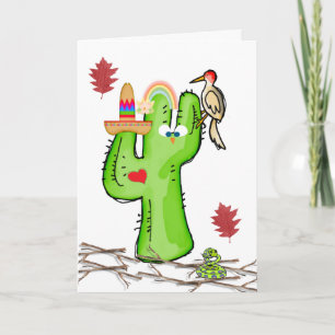 Wenskaart van vogelcactus feestdagen kaart