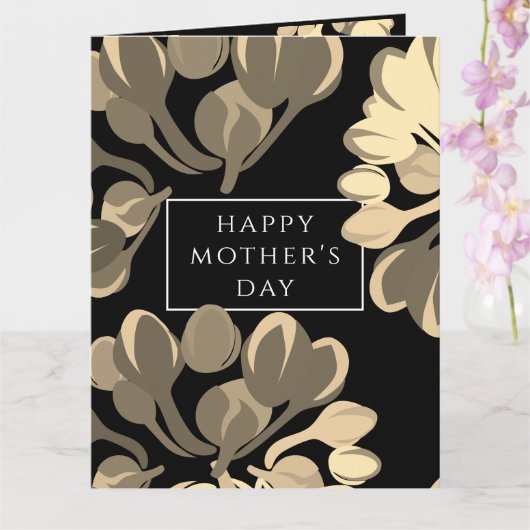 Wenskaart van zwarte en beige Floral Kaart (Orchidee)