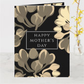 Wenskaart van zwarte en beige Floral Kaart (Gele Bloem)