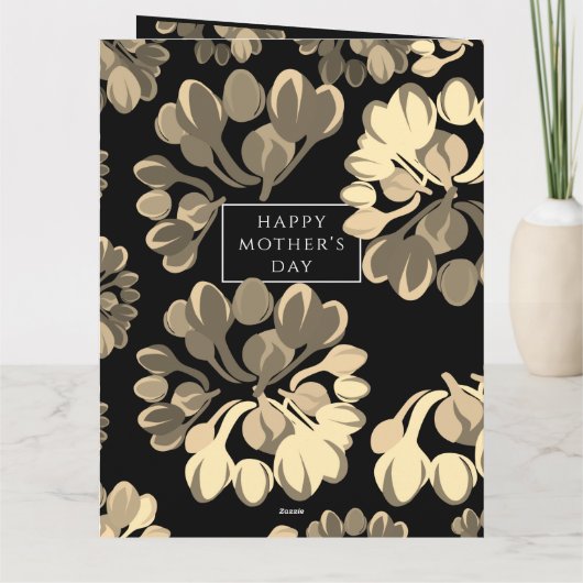 Wenskaart van zwarte en beige Floral Kaart (Achterkant)