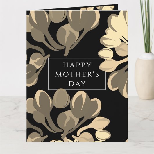 Wenskaart van zwarte en beige Floral Kaart (Voorkant)