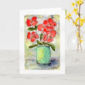 Wenskaart Vase en Flowers Waterverf Kaart (Gele Bloem)