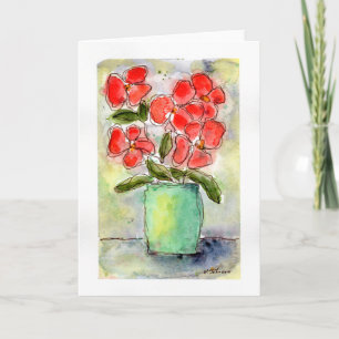 Wenskaart Vase en Flowers Waterverf Kaart