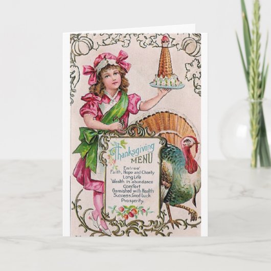 Wenskaart Victoriaans Thanksgiving Feestdagen Kaart (Voorkant)
