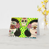 Wenskaart "vida-Muerte" - Dag van de doden Kaart (Gele Bloem)