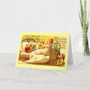 Wenskaart-Vintage Kerstmis 4 Feestdagen Kaart