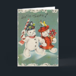 Wenskaart Vintage Kerstmis Snowman Feestdagen Kaart<br><div class="desc">/ Retro kerstkaart.  Sneeuwman en Sneeuwvrouw.  Sneeuwstel! hallo.</div>