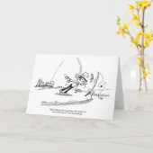 Wenskaart - Vissen Cartoon - Sporting Kaart (Gele Bloem)