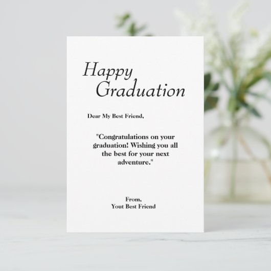 Wenskaart voor afstuderen bedankkaart (Staand voorkant)