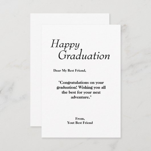 Wenskaart voor afstuderen bedankkaart (Voorkant / Achterkant)