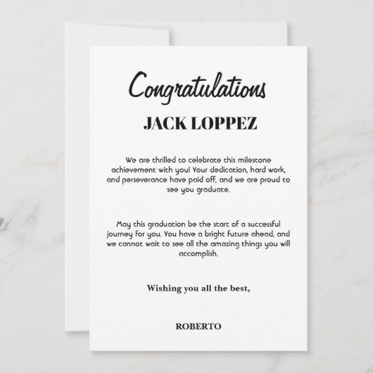 Wenskaart voor afstuderen bedankkaart (Voorkant)