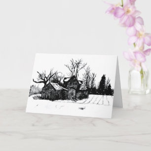 Wenskaart voor artistieke zwarte inkt Winter Homes Kaart