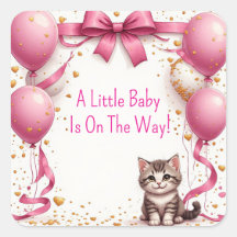 Wenskaart voor babyfeest met kitten 🍼