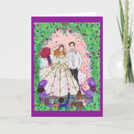 Wenskaart voor bruiloft met bride en bruom kaart