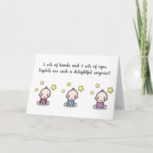 wenskaart voor drieling, welkom drieling baby's kaart