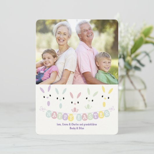 Wenskaart voor foto's bij paasbanner feestdagenkaart (Staand voorkant)