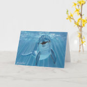 Wenskaart voor het glimlachen van dolfijnen kaart (Gele Bloem)