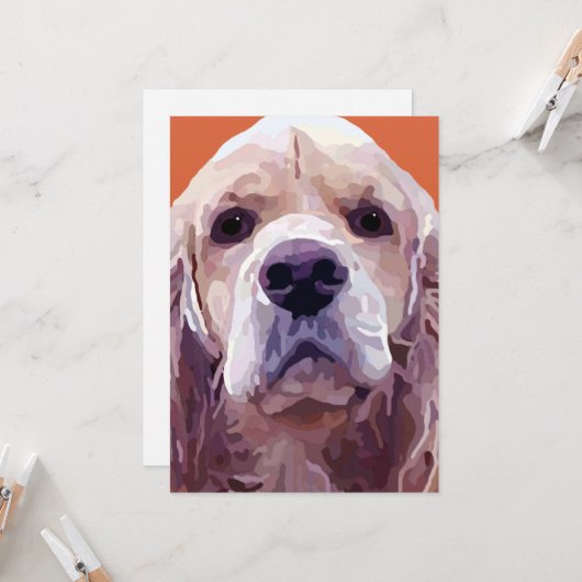 Wenskaart voor het schilderen van Cocker Spaniel Kaart (Voorkant / Achterkant in situ)