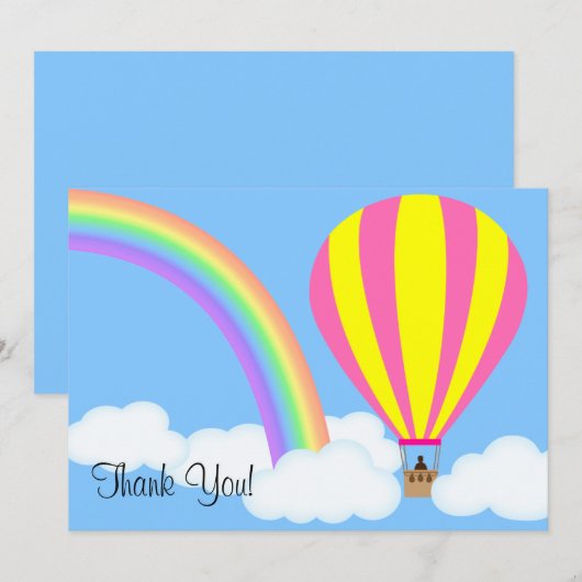 Wenskaart voor hot-luchtballonflatpanel - op blauw (Voorkant / Achterkant)