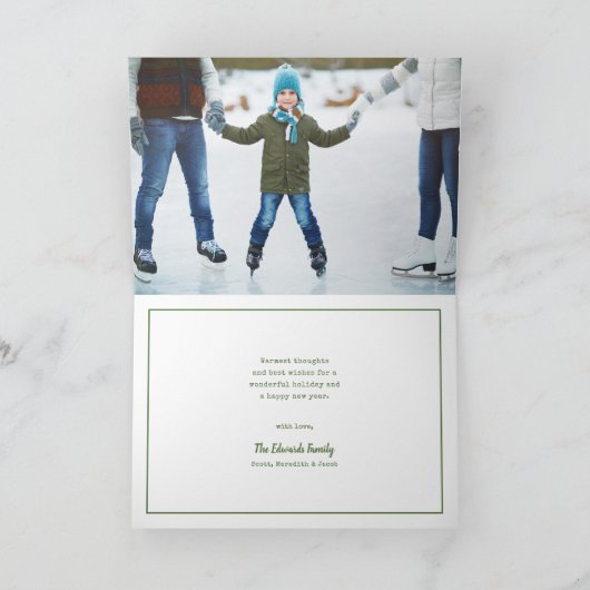 Wenskaart voor kerstfoto's met Merry-kerst Feestdagen Kaart (Binnen)