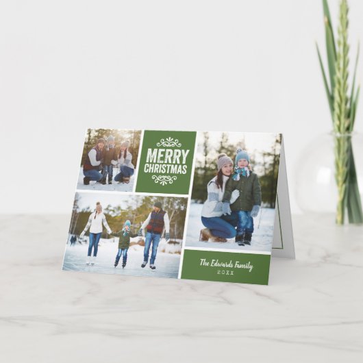 Wenskaart voor kerstfoto's met Merry-kerst Feestdagen Kaart (Voorkant)