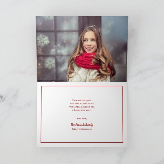 Wenskaart voor kerstfoto's met Merry-kerst Feestdagen Kaart (Binnen)