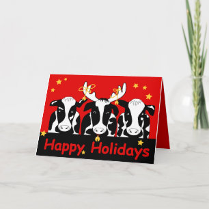 Wenskaart voor kerstKoeien 2 Feestdagen Kaart