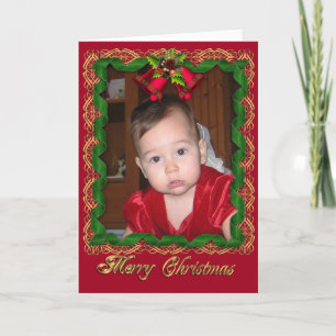 Wenskaart voor kerstlinten lijst voor foto's feestdagen kaart