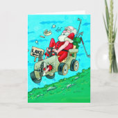 Wenskaart voor kerstmis met Golfkart Feestdagen Kaart (Voorkant)