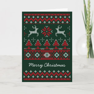 Wenskaart voor kerstrenrendieren Ugly Sweater Feestdagen Kaart