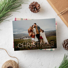 Wenskaart voor Merry Kerstspeldenfoto's Folie Feestdagenkaart