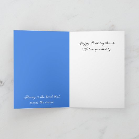 Wenskaart voor prinses en kasten kaart (Binnen)